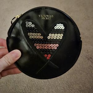 Victoria's Secret Black and Silver Sequin Cosmetic Case